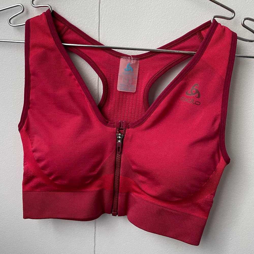 Women's Front-Zip Sports Bra - Red